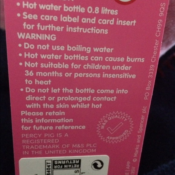 NWT M&S UK 'Percy Pig' Hot Water Bottle/Cover - Picture 8 of 8